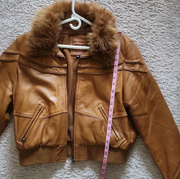 KNOLES CARTER CHESTNUT BROWN ITALIAN LAMBSKIN COAT BOMBER - Picture 7 of 10
